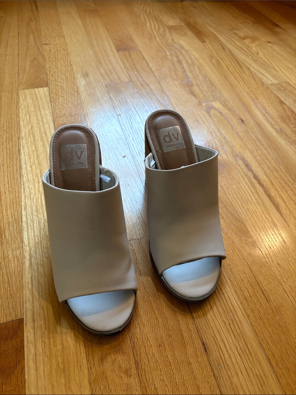 DV by Dolce Vita Taupe Open-Toe Slide Mules